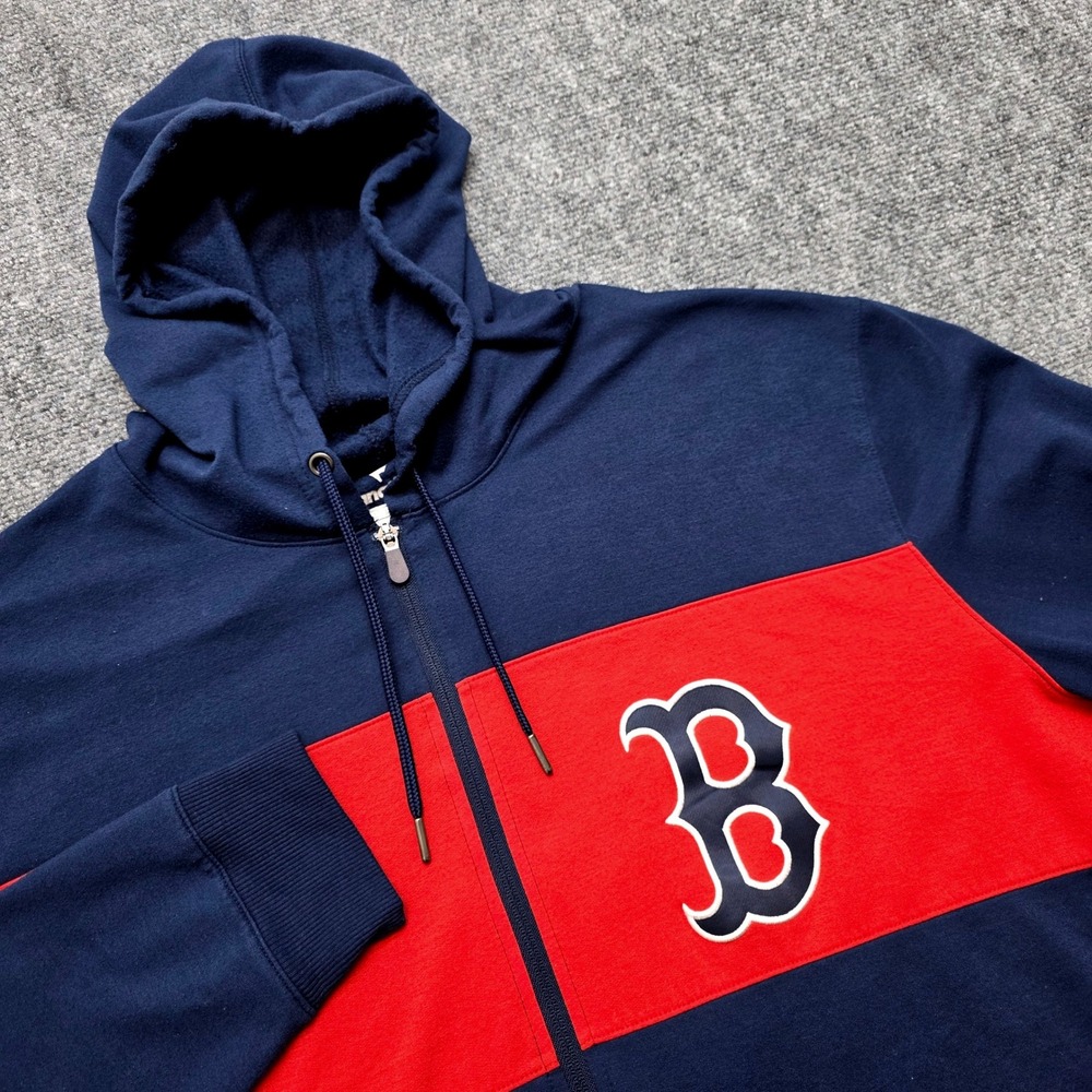 Fanatics Boston Red Sox Men's 3XL Navy Red Colorblock Full Zip Hoodie MLB Logo